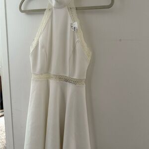 Lulu's Cream Lace Halter Dress